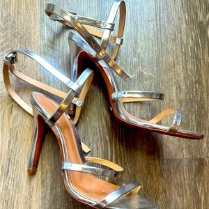 Schutz silver embossed leather heels